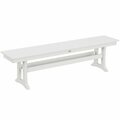 Polywood Farmhouse 65'' x 13 5/8'' White Trestle Bench 633PL36T1LWH